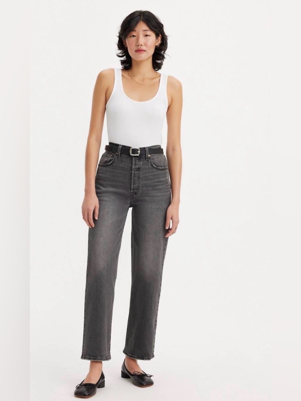 Levi's Women's Ribcage Straight Ankle Black Jeans. Size 27. Button Fly.